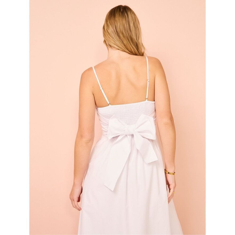 Mon Renn Mystique Midi Dress in White with Beige -VACATION size S NWT$259 - Picture 6 of 11